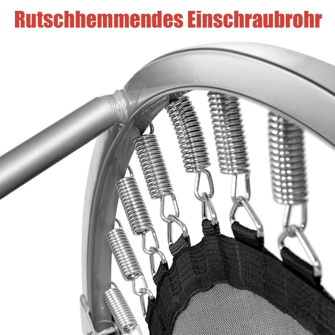 Doppeltrampolin faltbares Fitness-Trampolin mit verstellbarem Handlauf 154 x 90 x 92 -132 cm Rot