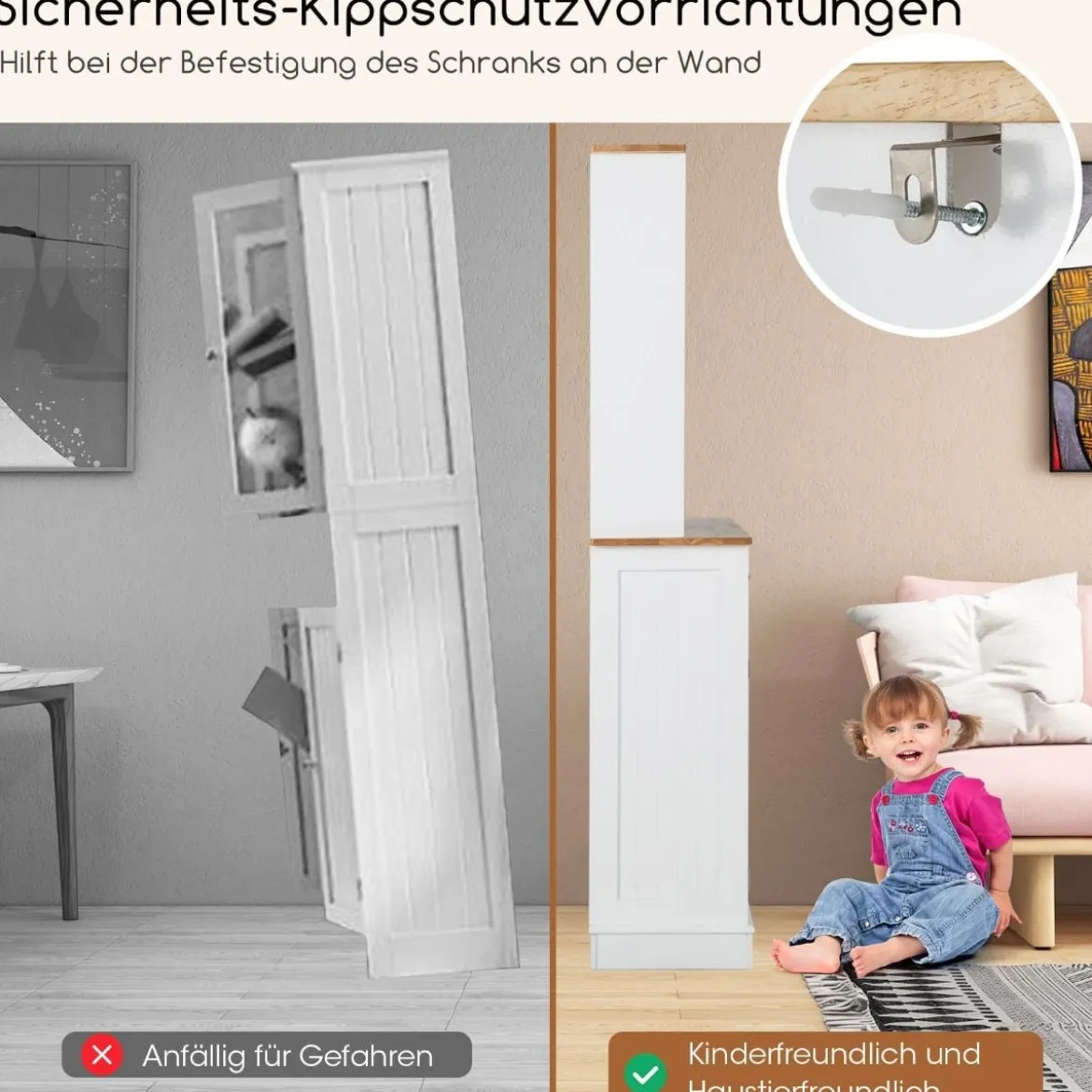 Doppeltüriger Küchenschrank mit Aufsatz Freistehender Müllschrank Kippschrank Buffet