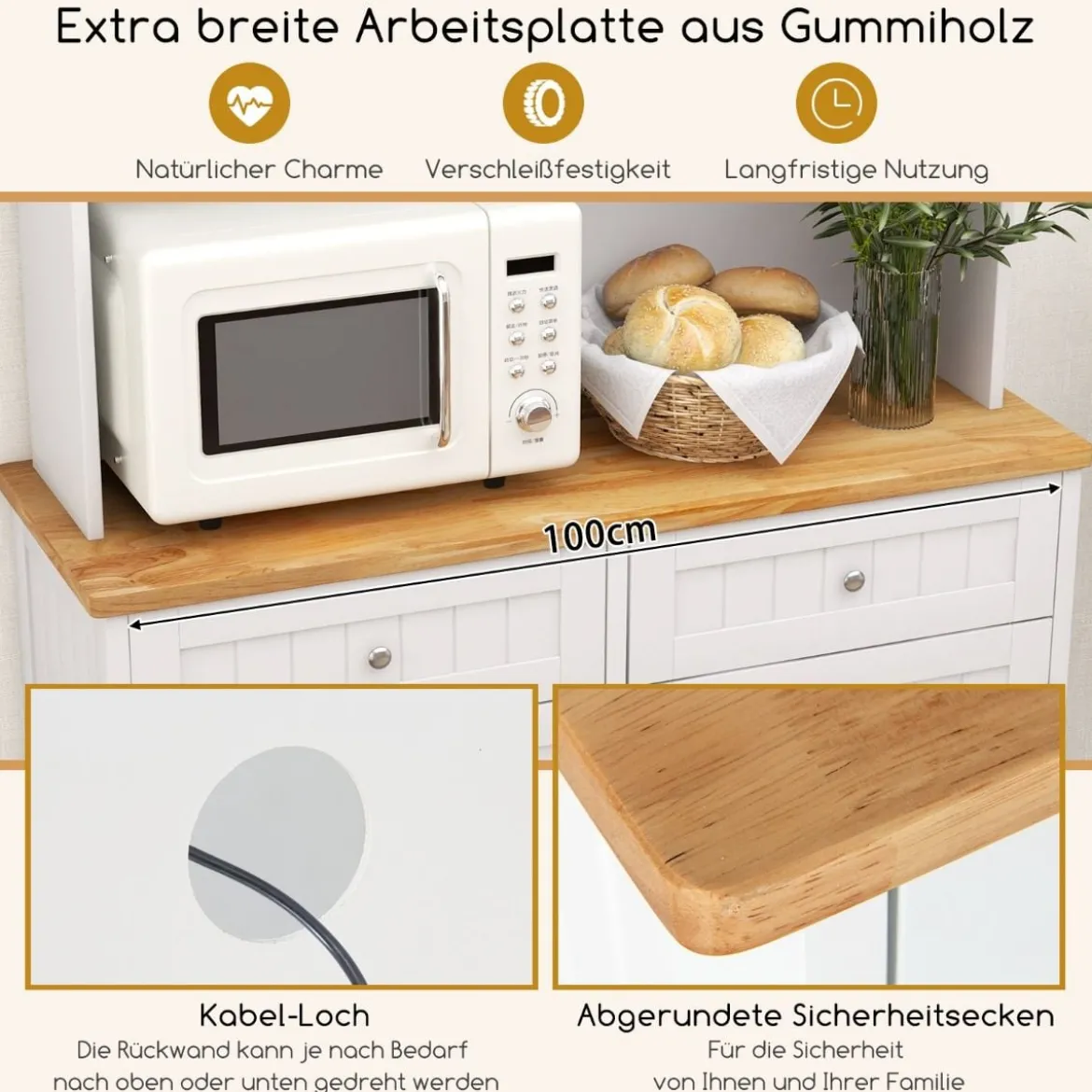 Doppeltüriger Küchenschrank mit Aufsatz Freistehender Müllschrank Kippschrank Buffet