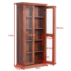 Doppeltüriger Medienschrank Wohnzimmerregal aus Holz mit Türen 56 x 24 x 113 cm Braun