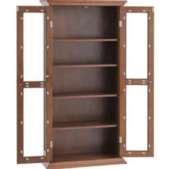 Doppeltüriger Medienschrank Wohnzimmerregal aus Holz mit Türen 56 x 24 x 113 cm Braun