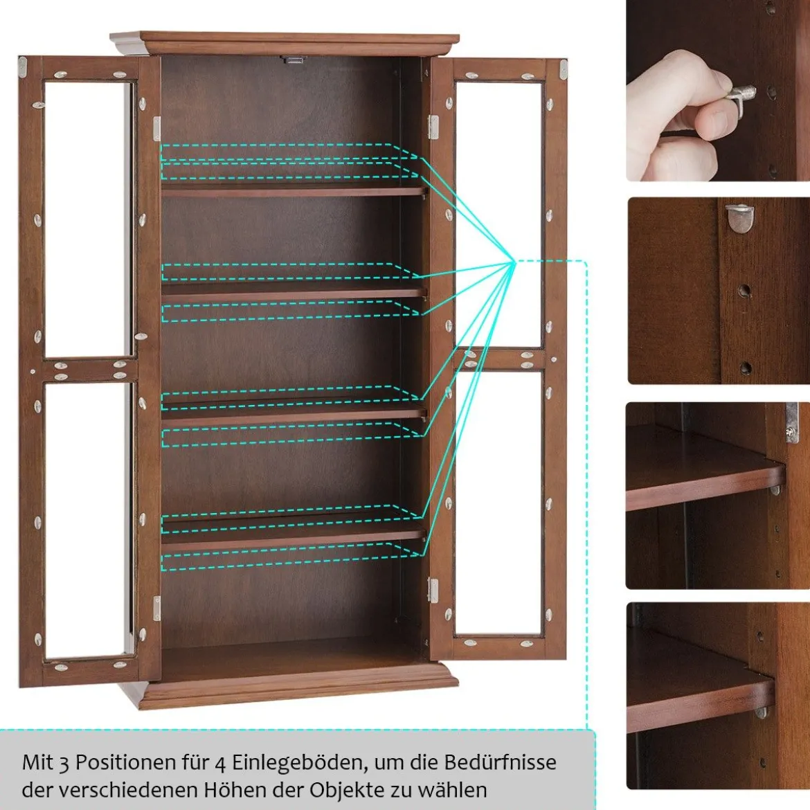 Doppeltüriger Medienschrank Wohnzimmerregal aus Holz mit Türen 56 x 24 x 113 cm Braun
