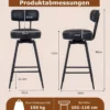 Drehbare Barhocker Set mit 2 Stück moderne Barhöhe Stühle mit gepolsterter Rückenlehne Schwarz