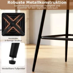 Drehbare Barhocker Set mit 2 Stück moderne Barhöhe Stühle mit gepolsterter Rückenlehne Braun