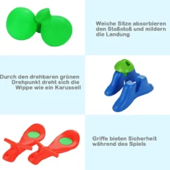 360° Drehbare Karussell Wippe mit Griff zum Festhalten Jede Seite bis 25kg Belastbar