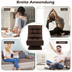 360° Drehbarer Bodensessel mit Rückenlehne & Lendenkissen Bodenstuhl Lazy Sofa