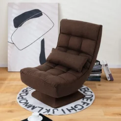 360° Drehbarer Bodensessel mit Rückenlehne & Lendenkissen Bodenstuhl Lazy Sofa
