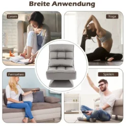 360° Drehbarer Bodensessel mit Rückenlehne & Lendenkissen Bodenstuhl Lazy Sofa