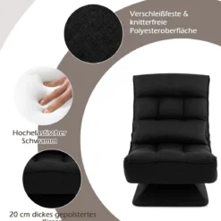 360° Drehbarer Bodensessel mit Rückenlehne & Lendenkissen Bodenstuhl Lazy Sofa