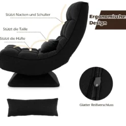360° Drehbarer Bodensessel mit Rückenlehne & Lendenkissen Bodenstuhl Lazy Sofa