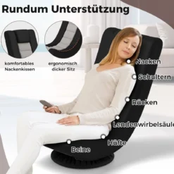360° Drehbarer Bodenstuhl mit Verstellbarer Rückenlehne klappbares Bondensofa Grau