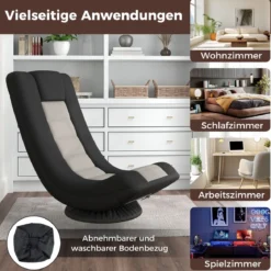 360° Drehbarer Bodenstuhl mit Verstellbarer Rückenlehne klappbares Bondensofa Grau