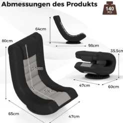 360° Drehbarer Bodenstuhl mit Verstellbarer Rückenlehne klappbares Bondensofa Grau