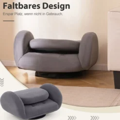 Drehbarer Bodenstuhl mit Verstellbarer Rückenlehne & Armlehnen Bondensofa klappbar Grau