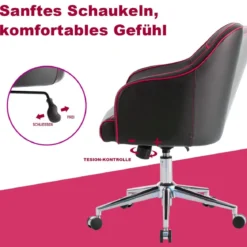Drehbarer Bürosessel mit Verstellbarer Höhe & Neigungswinkel Rot + Schwarz