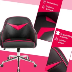 Drehbarer Bürosessel mit Verstellbarer Höhe & Neigungswinkel Rot + Schwarz