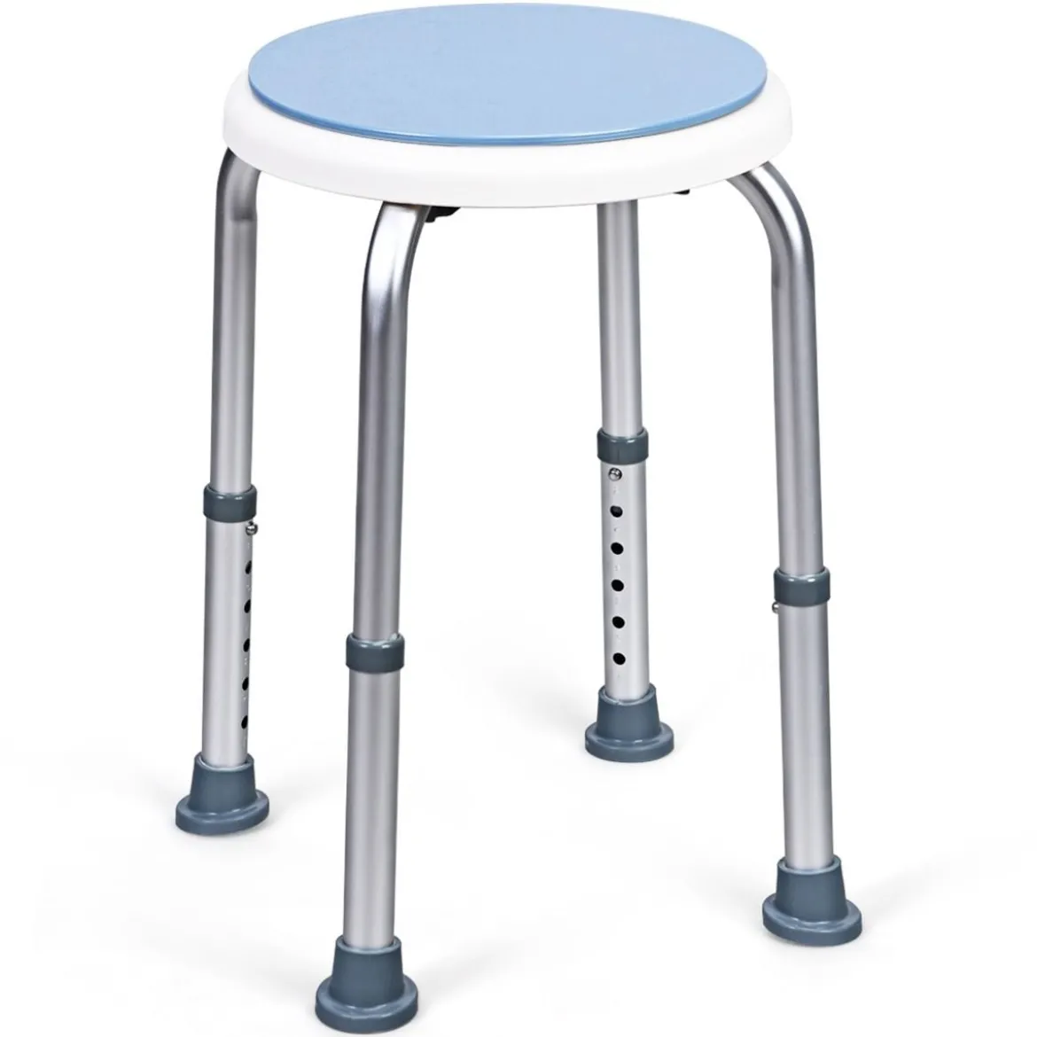 360° Drehbarer Duschhocker Höhenverstellbarer Duschstuhl Alu Badehocker Duschsitz Blau