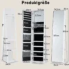 360° Drehbarer Schmuckschrank Freistehender Schmuckorganizer mit Ganzkörperspiegel & Rückregalen Weiß