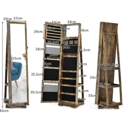 360° Drehbarer Schmuckschrank mit Ganzkörperspiegel Spiegelschrank mit Schmuckaufbewahrung