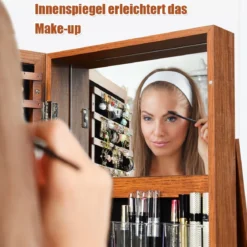 360° Drehbarer Schmuckschrank mit Ganzkörperspiegel Spiegelschrank mit Schmuckaufbewahrung
