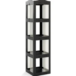 360° Drehbares Bücherregal Klappbares Standregal Transparenter Büroregal 36,5 x 36 x 141,5 cm Schwarz