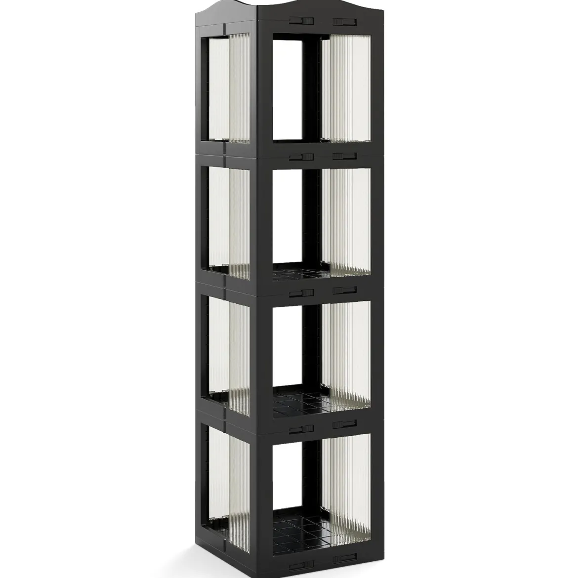 360° Drehbares Bücherregal Klappbares Standregal Transparenter Büroregal 36,5 x 36 x 141,5 cm Schwarz