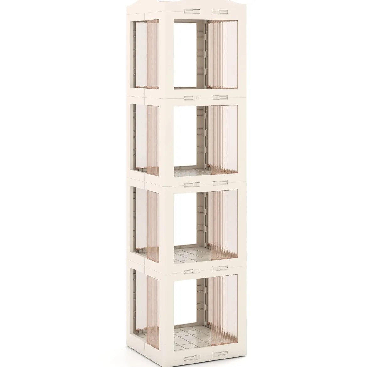 360° Drehbares Bücherregal Klappbares Standregal Transparenter Büroregal 36,5 x 36 x 141,5 cm Weiß