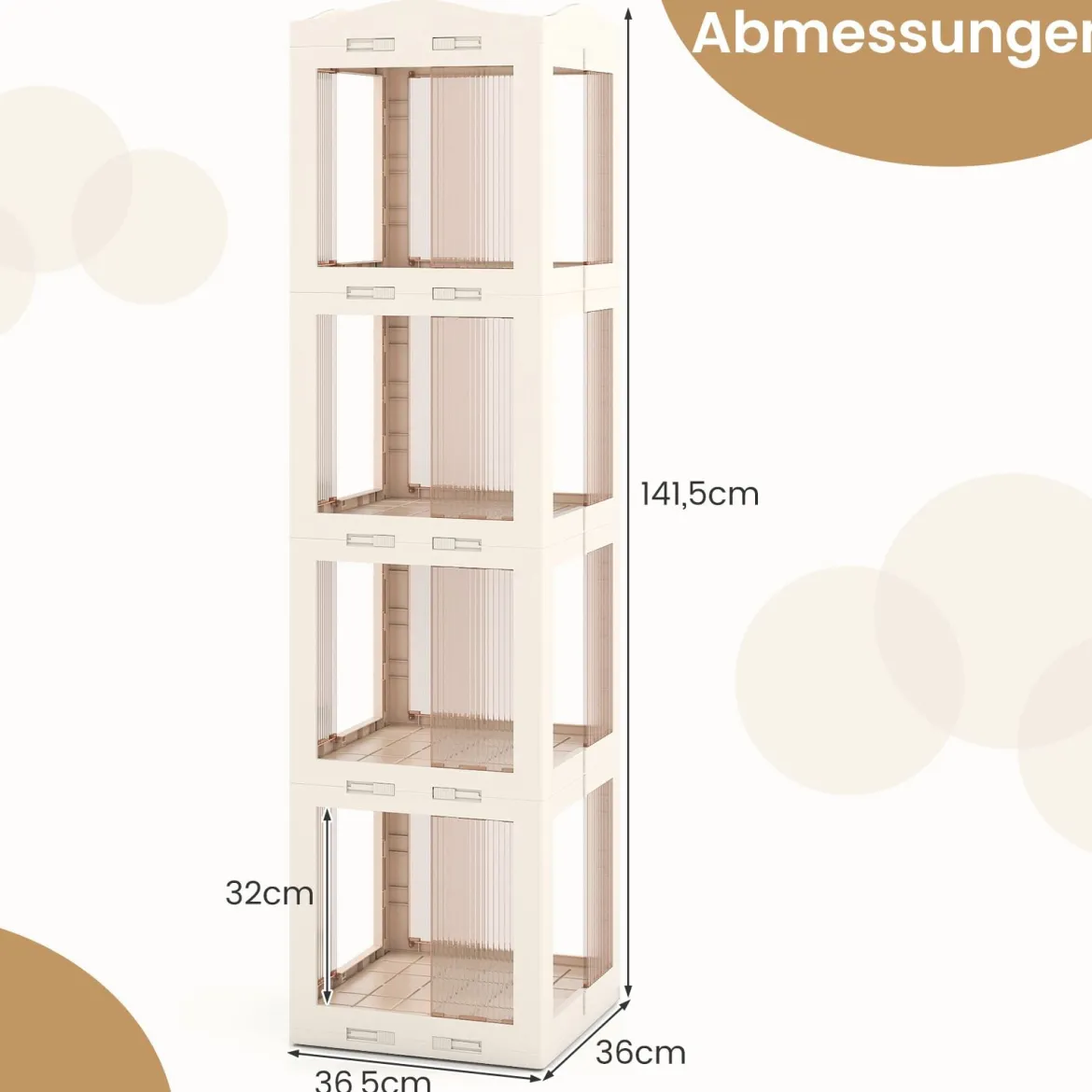 360° Drehbares Bücherregal Klappbares Standregal Transparenter Büroregal 36,5 x 36 x 141,5 cm Weiß