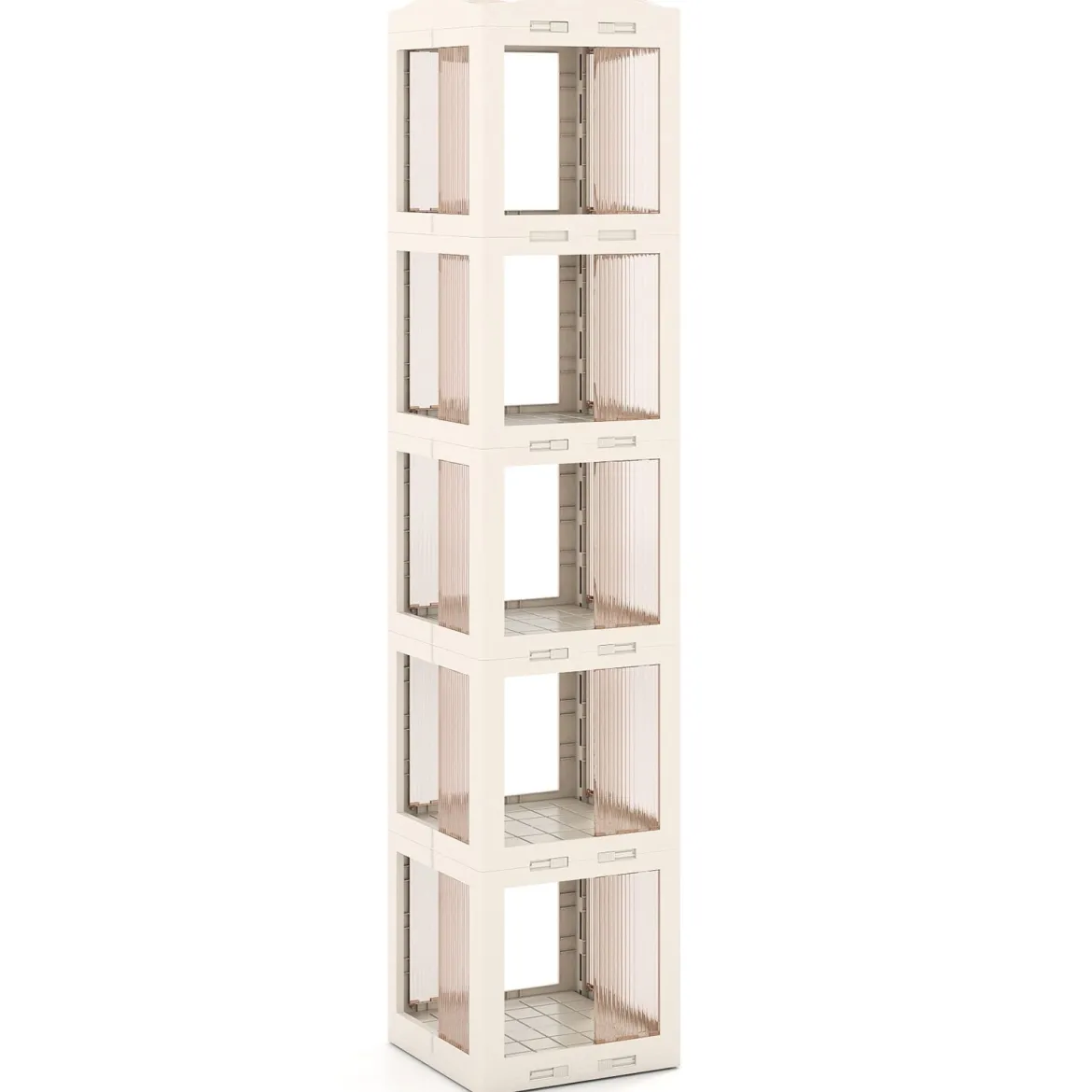 360° Drehbares Bücherregal Klappbares Standregal Transparenter Büroregal 36,5 x 36 x 174 cm Weiß