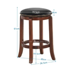 Drehhocker Barhocker gepolsterter Rundhocker Bistrohocker Barstuhl 49 x 49 x 61 cm Braun + Schwarz