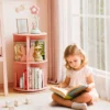 Drehrbares Bücherregal Kinder Kinderregal mit 2 Ebenen & Hasen-Trennwänden 40 x 40 x 65cm Rosa