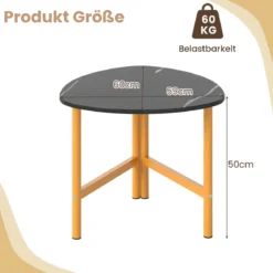 Dreieckiger Couchtisch Ovaler Kaffeetisch Mit Metallbeinen Holzakzent Rustikales Braun & Schwarz