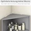 Dreieckiger Küchenschrank mit 2 Türen & 5 Ablagen Schmaler Eckschrank Hochschrank Grau