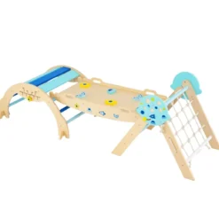 Dreieck-Kletterset mit Bogen & Rampe & Kletterer Faltbares Dschungelturngerät Montessori-Spielzeug