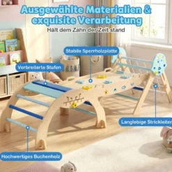 Dreieck-Kletterset mit Bogen & Rampe & Kletterer Faltbares Dschungelturngerät Montessori-Spielzeug