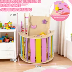 Dreiecksset 9-in-1 faltbares Kletterspielzeug Montessori Kletterset aus Holz Klettergerüst für Kinder Macaron