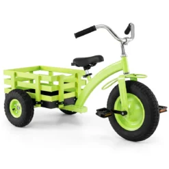 Dreirad Kinderfahrrad bis 91 kg Belastbar mit Verstellbarem Sitz & Lenker für Kinder ab 3 Jahren Grün