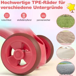Dreirad Kinder Laufrad mit begrenzter Lenkung Klingel & ergonomischem Sitz Kleinkinder Spielzeug Rosa