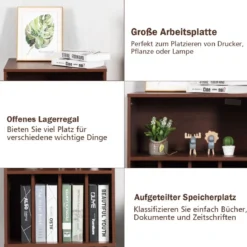 Druckerständer mit 5 offenen Fächer Bürocontainer freistehend Druckerhalter bis zu 13,5 kg belastbar Kaffee