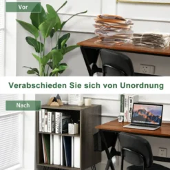 Druckerständer mit 5 offenen Fächer Bürocontainer freistehend Druckerhalter bis zu 13,5 kg belastbar Braun