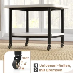 Druckertisch mit 2 Ebenen & Feststellbaren Rädern Druckerständer Druckerwagen Weiß