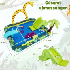 Dschungeltiere Planschbecken mit Sprinkler Rutsche & Wurfspiel Aufblasbares Wasserspielcenter