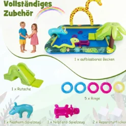 Dschungeltiere Planschbecken mit Sprinkler Rutsche & Wurfspiel Aufblasbares Wasserspielcenter