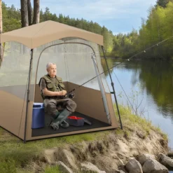 Durchsichtiger Pop-Up-Sportzelt transparentes Campingzelt Outdoor Allwetter-Schutz mit Tragetasche Braun 160 x 160 x 176 cm