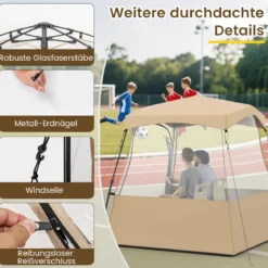 Durchsichtiger Pop-Up-Sportzelt transparentes Campingzelt Outdoor Allwetter-Schutz mit Tragetasche Braun 160 x 160 x 176 cm