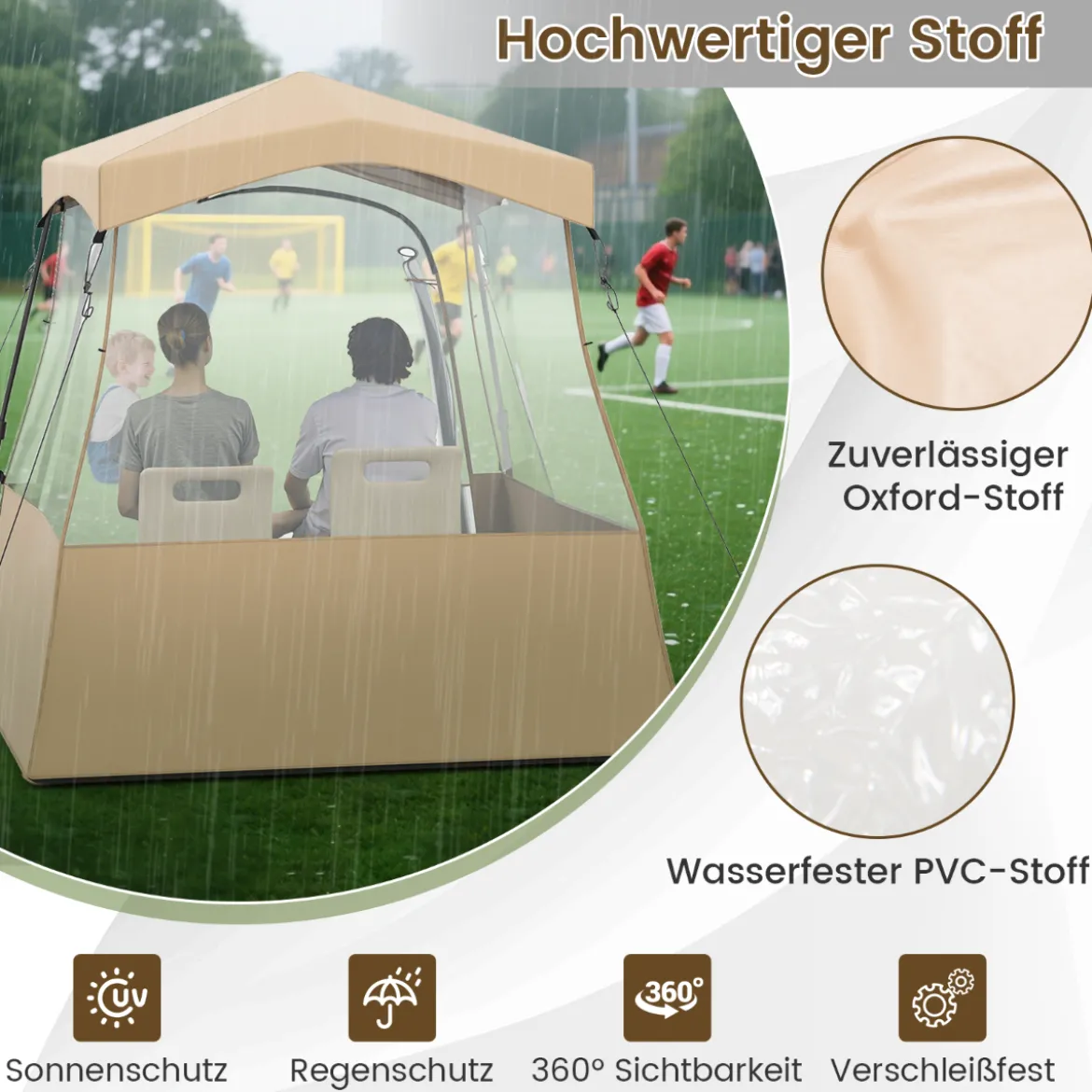 Durchsichtiger Pop-Up-Sportzelt transparentes Campingzelt Outdoor Allwetter-Schutz mit Tragetasche Braun 160 x 160 x 176 cm
