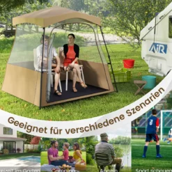Durchsichtiger Pop-Up-Sportzelt transparentes Campingzelt Outdoor Allwetter-Schutz mit Tragetasche Braun 160 x 160 x 176 cm