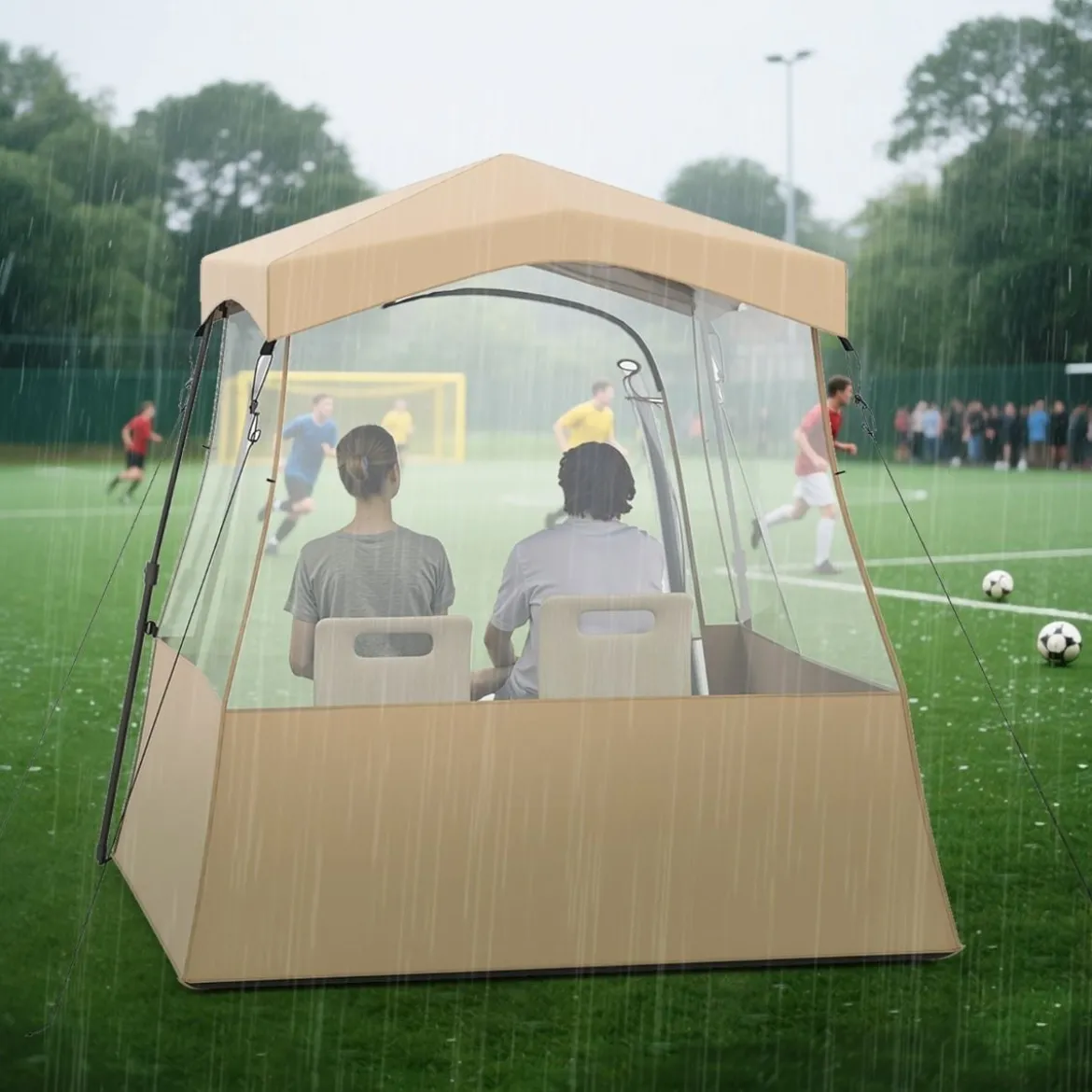 Durchsichtiger Pop-Up-Sportzelt transparentes Campingzelt Outdoor Allwetter-Schutz mit Tragetasche Braun 160 x 160 x 176 cm