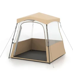 Durchsichtiger Pop-Up-Sportzelt transparentes Campingzelt Outdoor Allwetter-Schutz mit Tragetasche Braun 160 x 160 x 176 cm