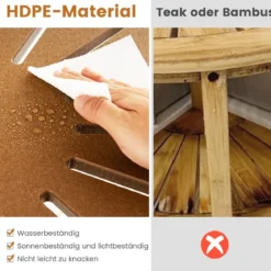 Duschbank Bad Sitzbank mit Ablage Badhocker Badezimmerbank Duschstuhl 65 x 46 cm Braun+Weiß